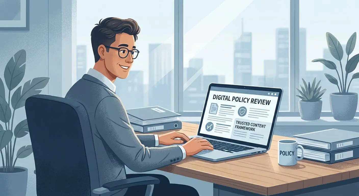 Professionelle Illustration eines neutralen Experten bei der Analyse von Bonusregeln