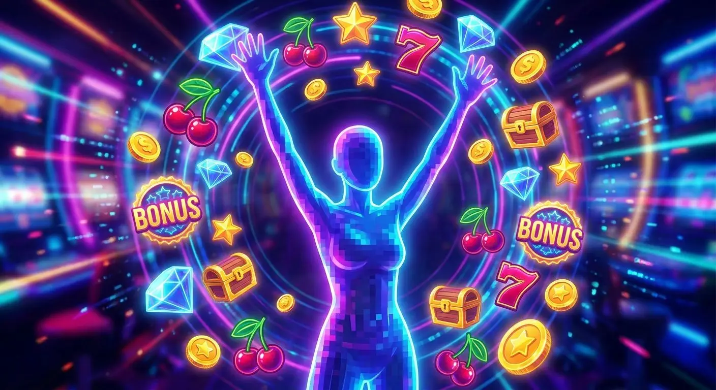Vorteile von Bonusaktionen für Spieler Zufriedener Spieler mit Bonus-Symbolen und farbigen Icons