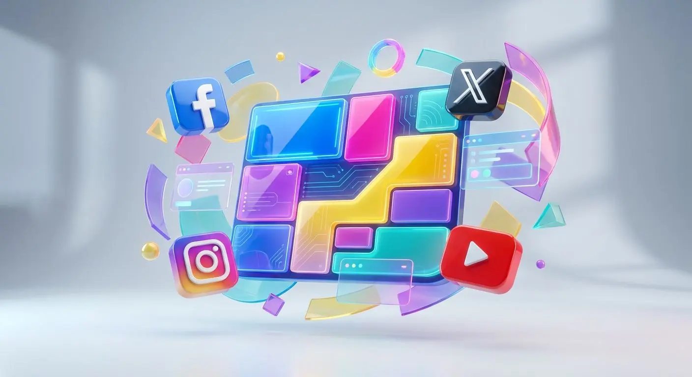 Social Media und PlayOJO Aktionen Social-Media-Collage mit Aktionshinweisen in buntem Stil