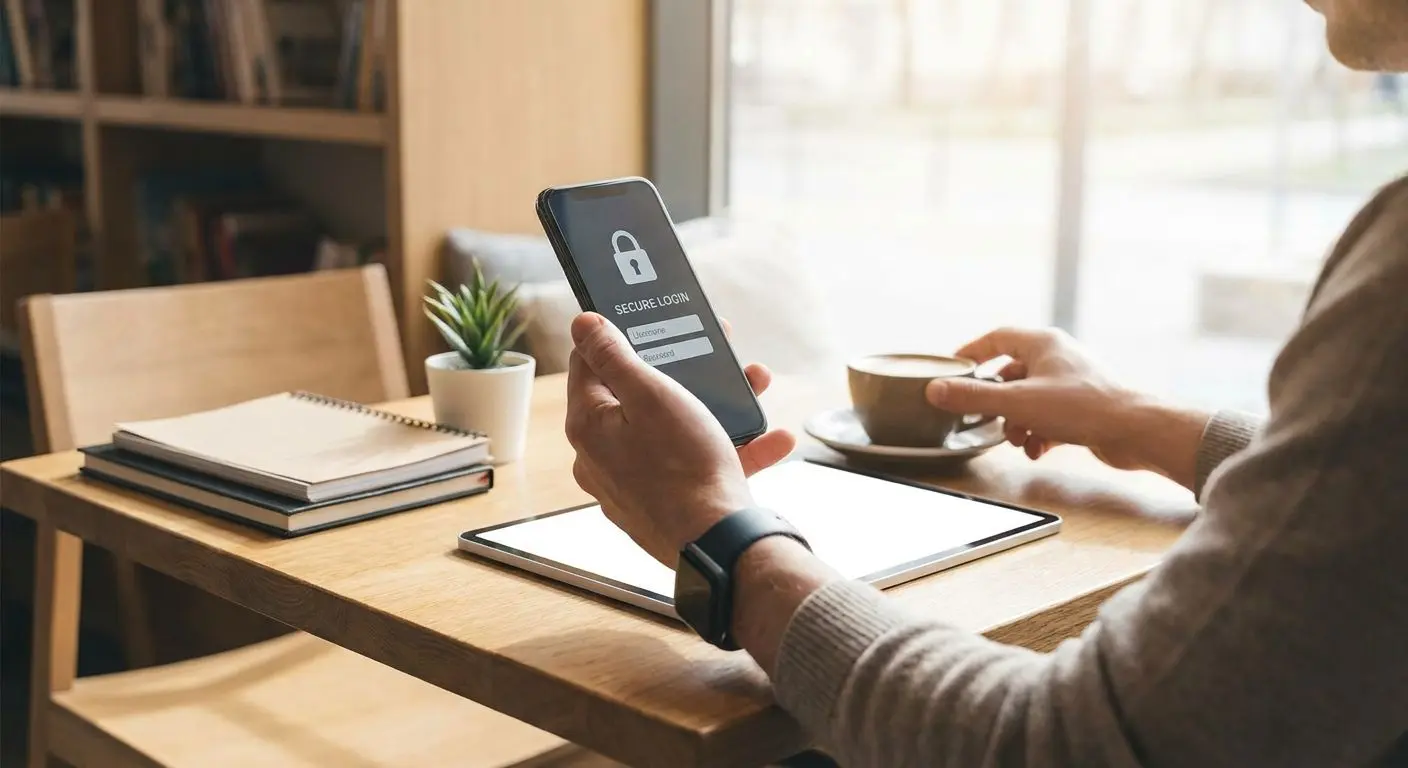 Mobiler Login auf Smartphone mit sichtbarer Anmeldemaske