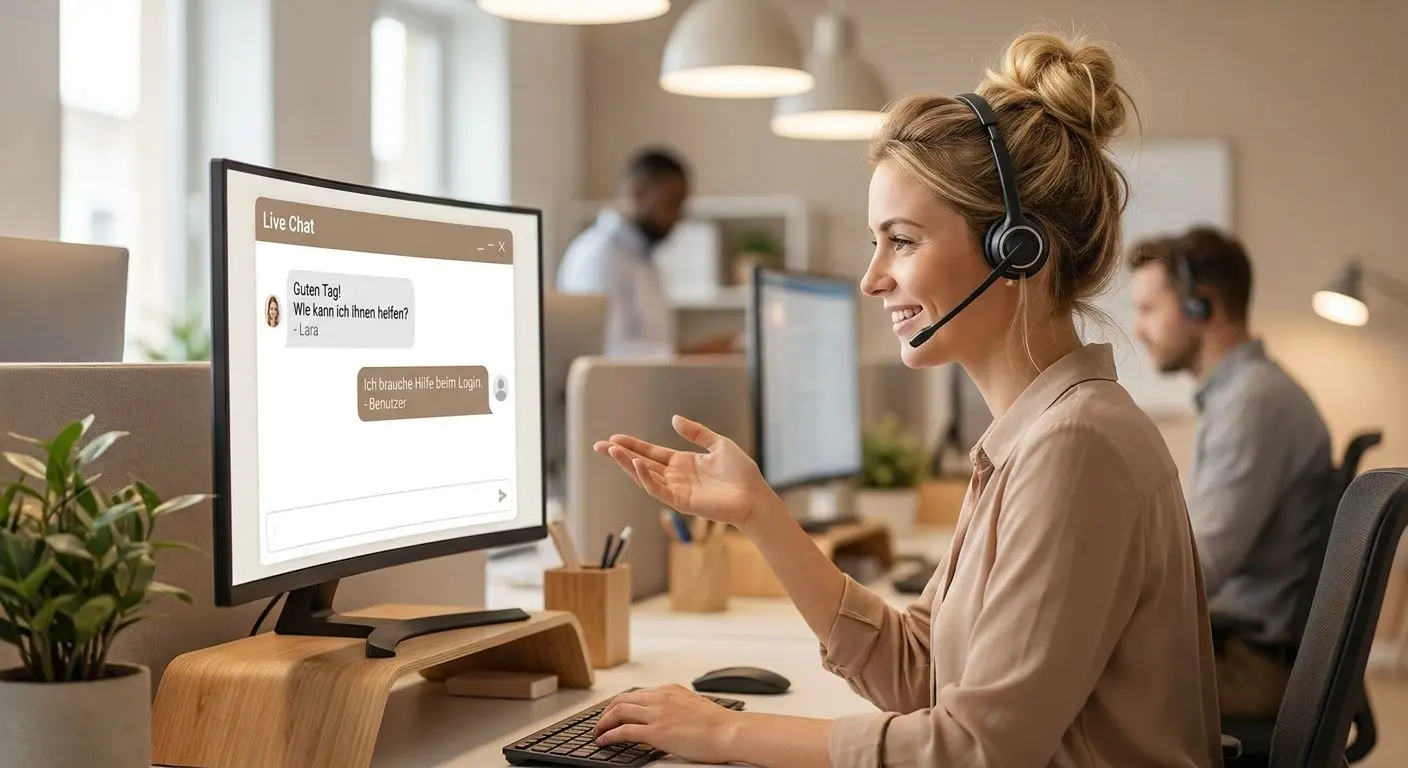 Deutscher Live-Support mit Chat-Fenster