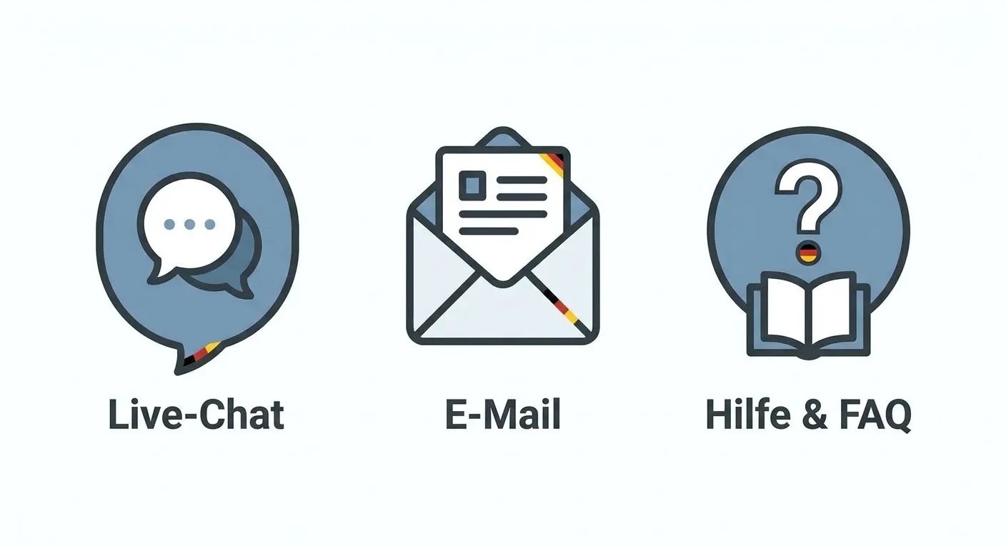 Symbole für Chat, E-Mail und Hilfe-Bereich